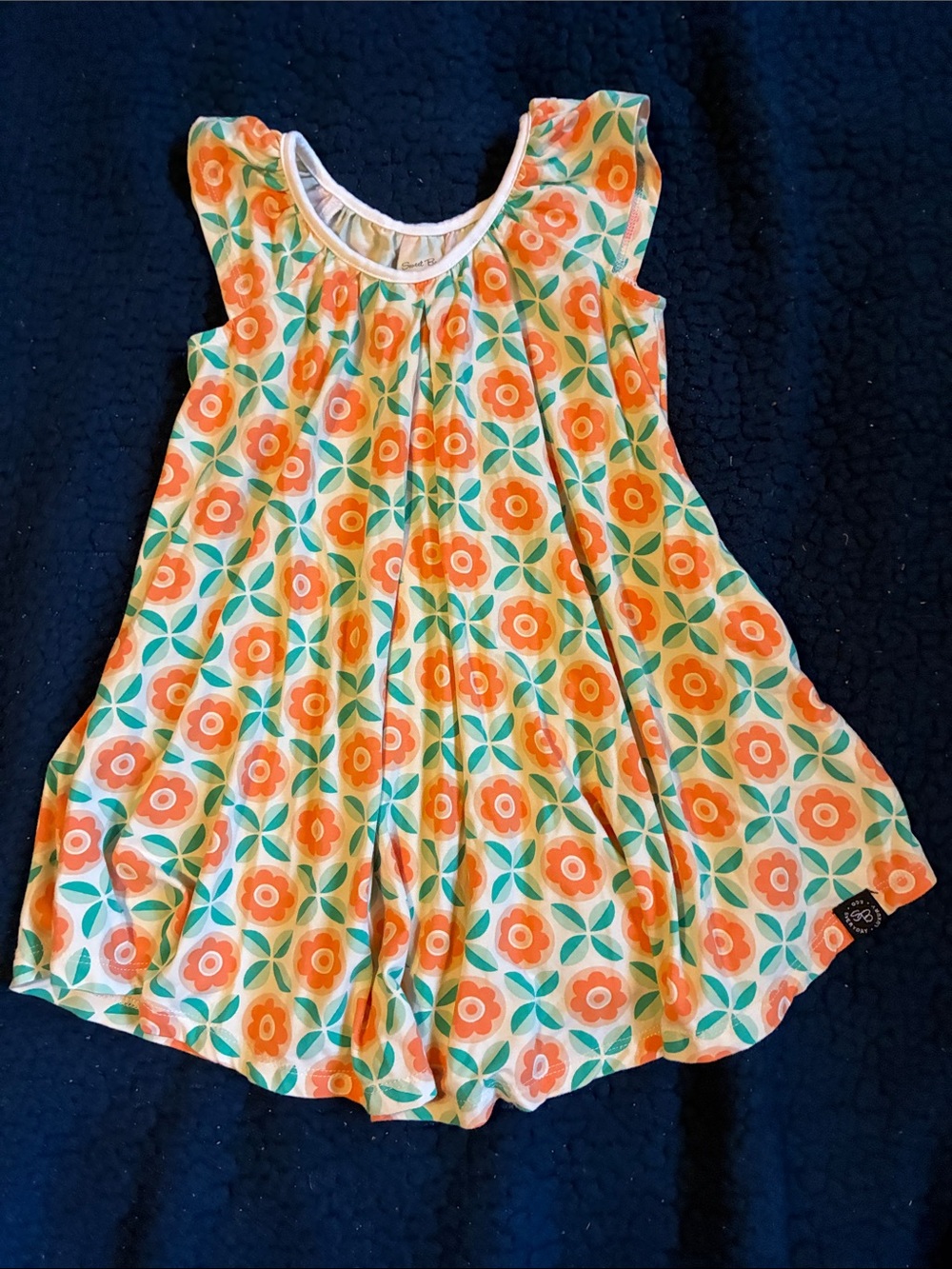 Sweet bamboo baby Girls Floral Swing Dress in Cream and Orange